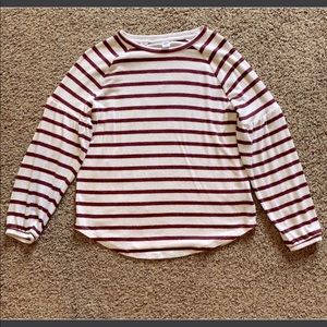 Women’s maroon and white striped long sleeve